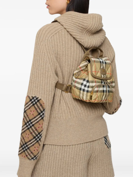 Burberry Mini Horseshoe Backpack in Neutrals, back — The Quiet Edition