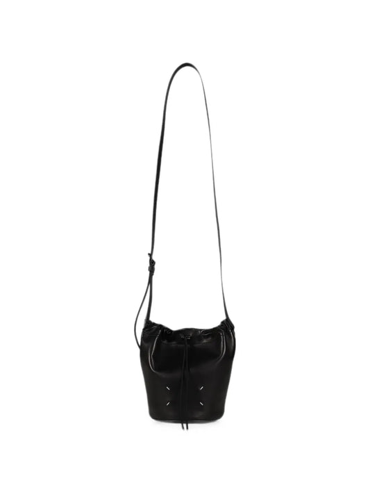 Maison Margiela Four Stitches Drawstring Bucket Bag in Brown, back — The Quiet Edition