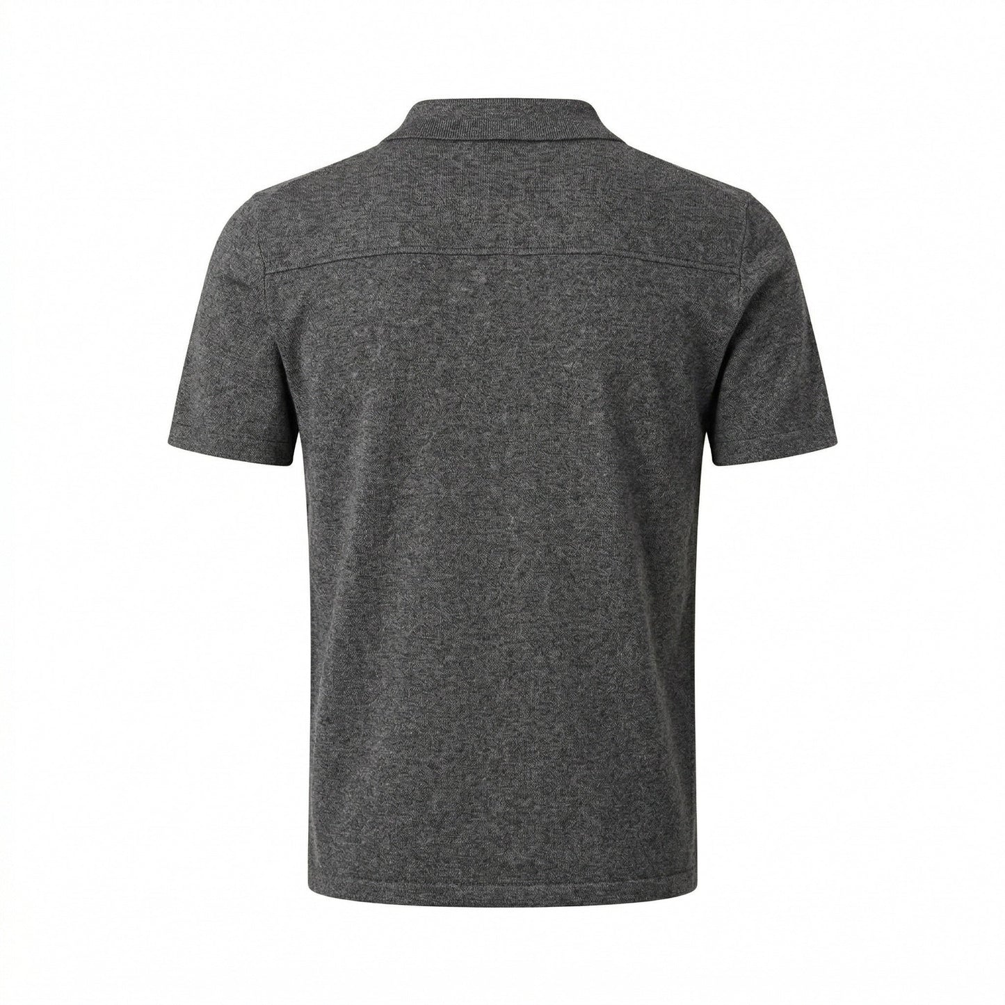 Miu Miu cashmere polo shirt in grey, back view — The Quiet Edition