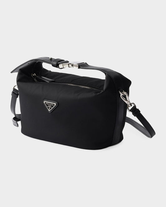 Prada Chérie Mini Re-Nylon Bag in Silver Hardware, back — The Quiet Edition