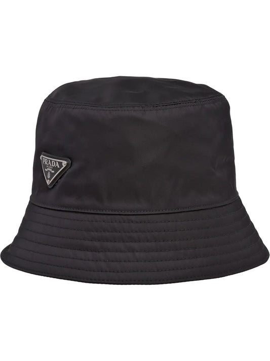 Prada Re-Nylon Bucket Hat in Black, front — The Quiet Edition