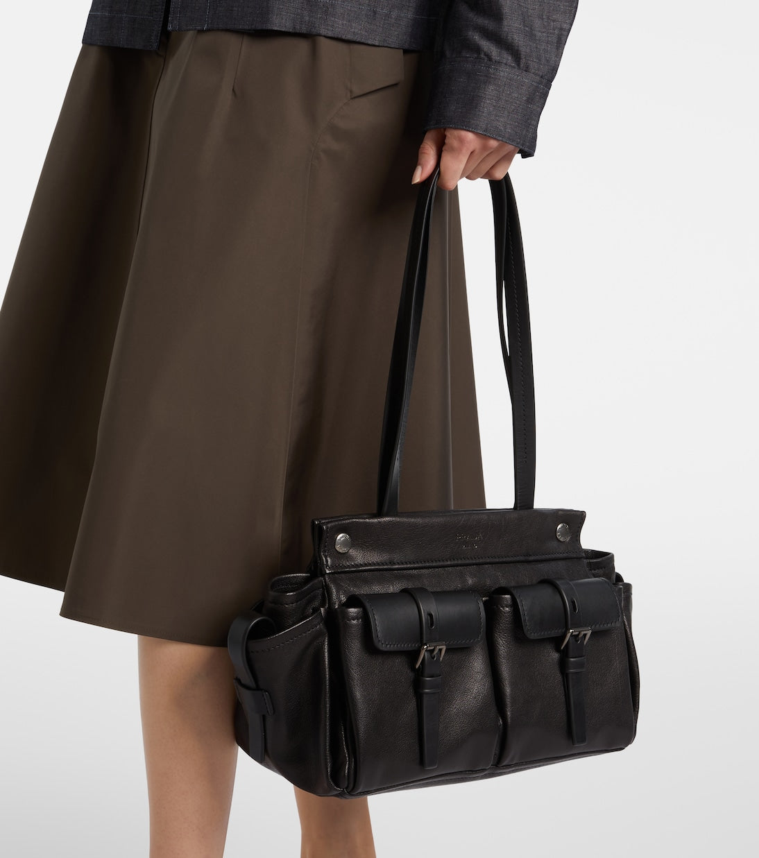 Prada Route Leather Tote Bag in Black, extra-7 — The Quiet Edition