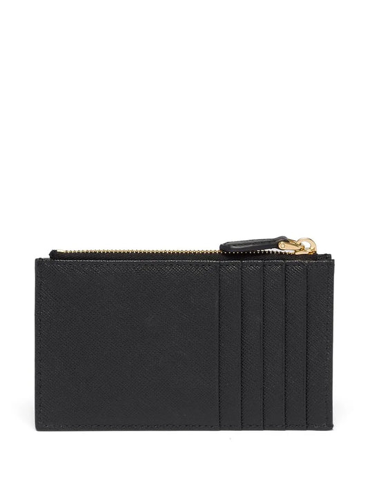 Prada Saffiano Leather Card Holder with gold hardware, back — The Quiet Edition