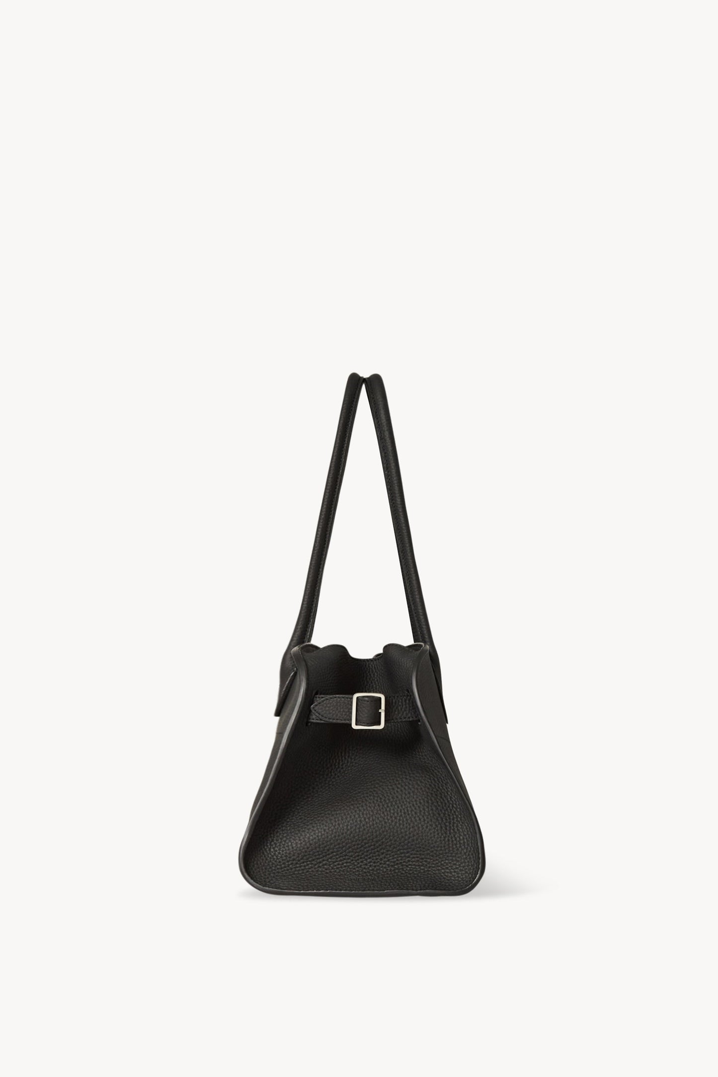 The Row Margaux Shoulder 12 Bag in Black, side — The Quiet Edition