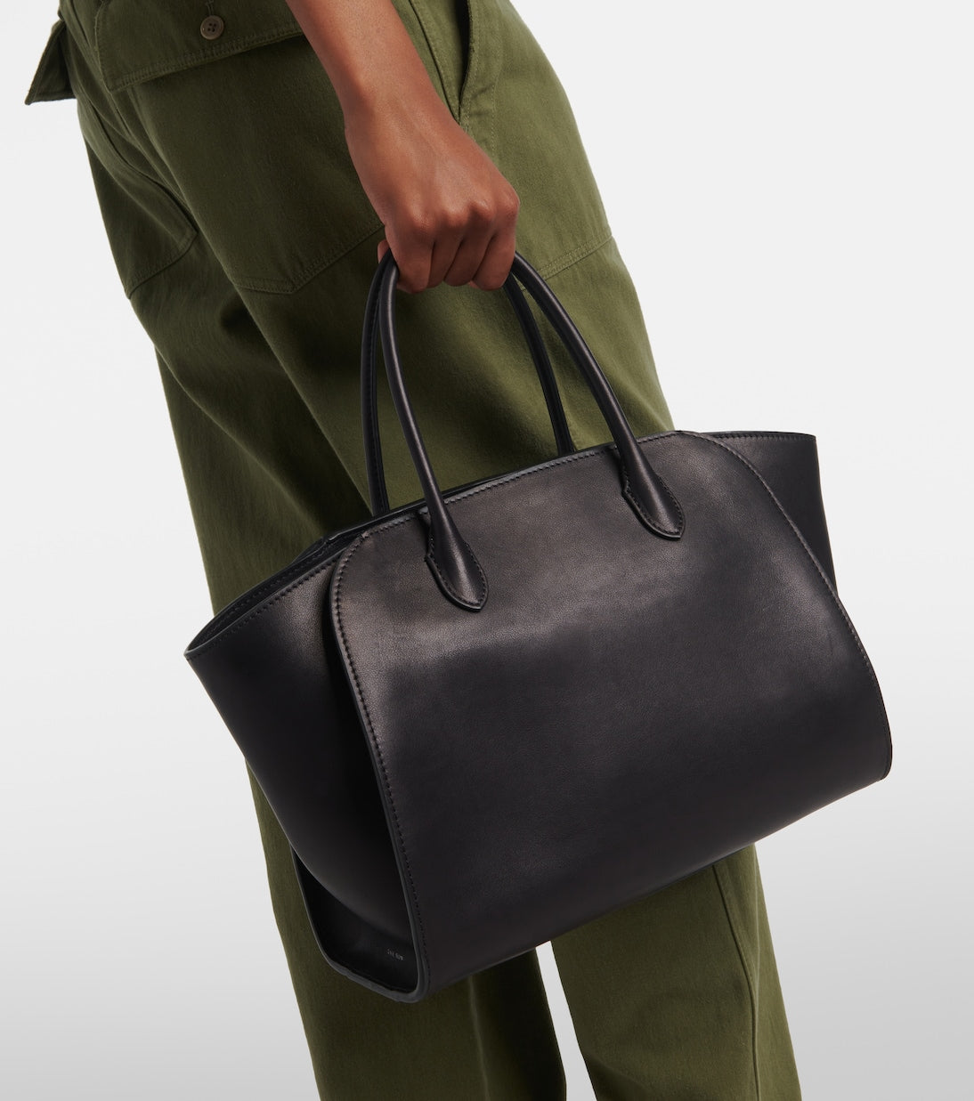 The Row Marlo 12 Leather Tote Bag in Black, extra — The Quiet Edition