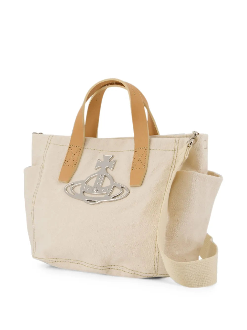 Vivienne Westwood Small Henry Tote Bag in Beige, back — The Quiet Edition