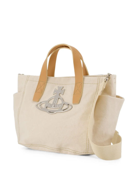 Vivienne Westwood Small Henry Tote Bag in Beige, back — The Quiet Edition