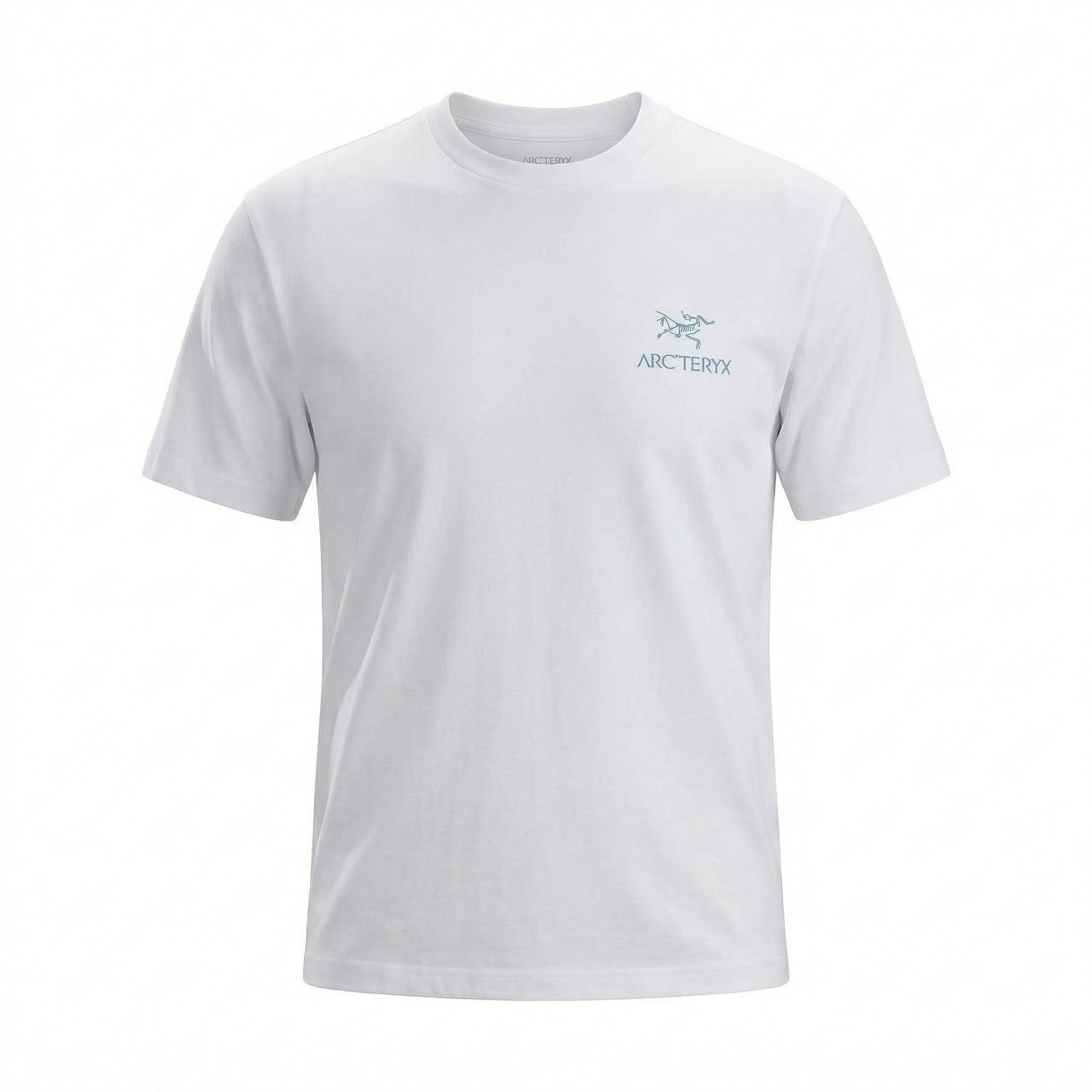 Arc'teryx graphic logo t-shirt in white, front view — The Quiet Edition
