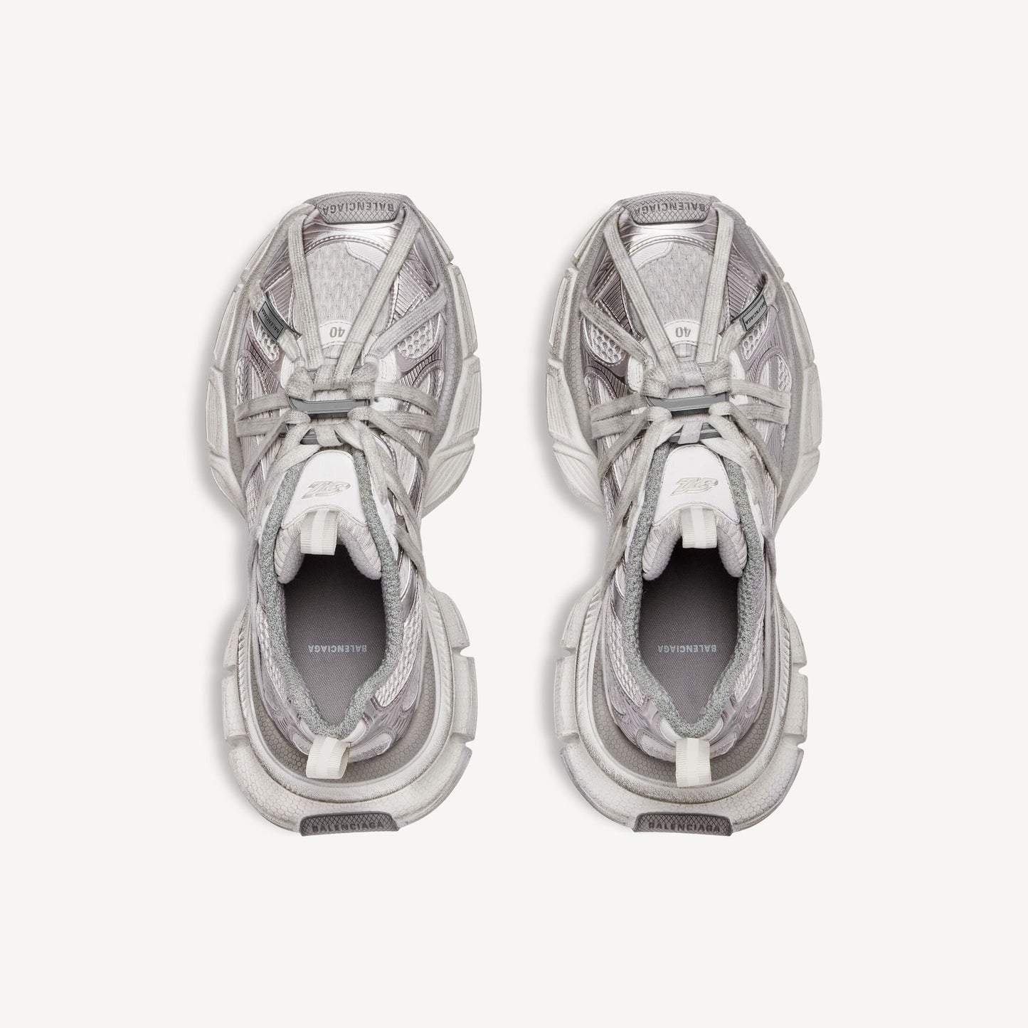 Balenciaga 3XL Extreme Laces sneaker in grey, top view — The Quiet Edition