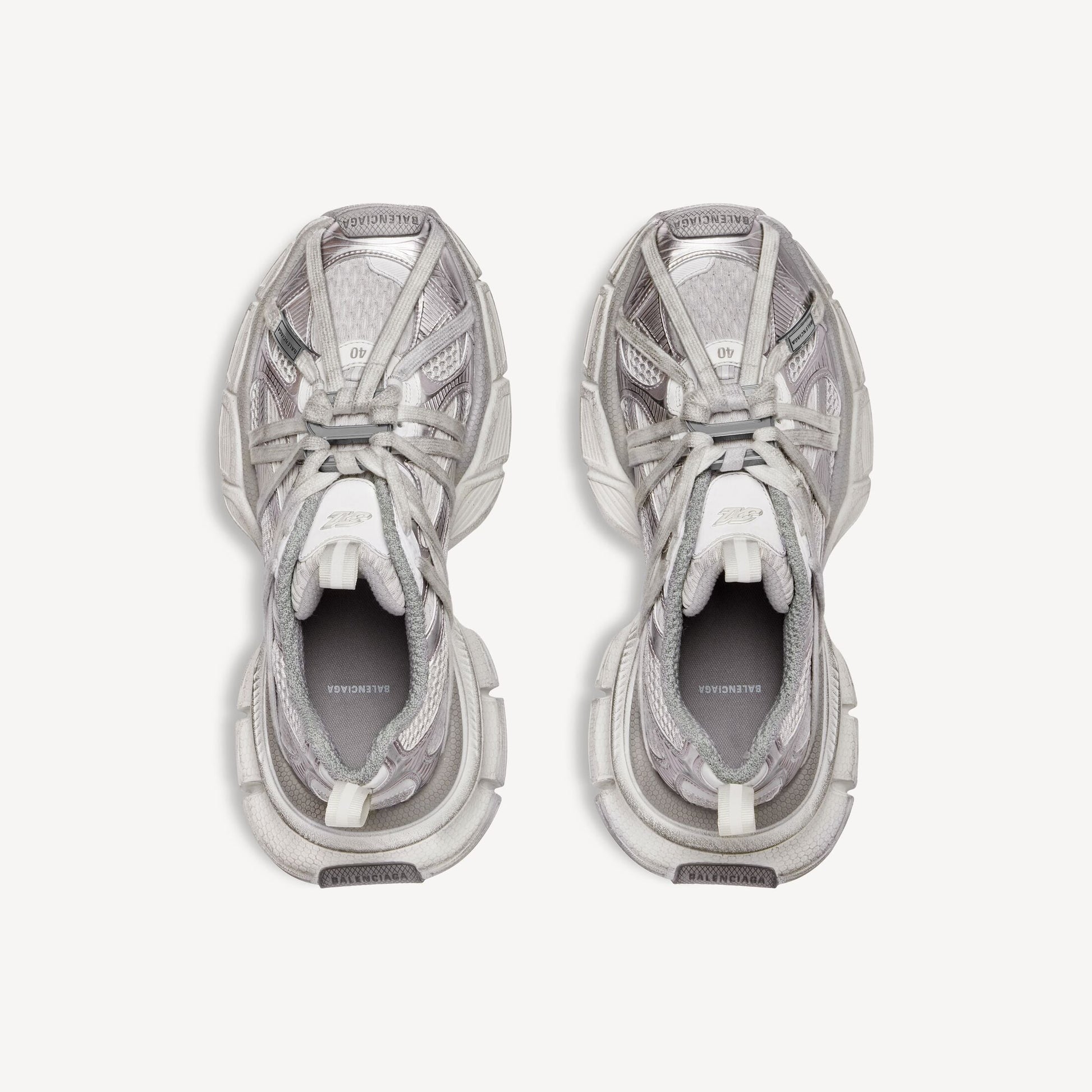Balenciaga 3XL Extreme Laces sneaker in grey, top view — The Quiet Edition