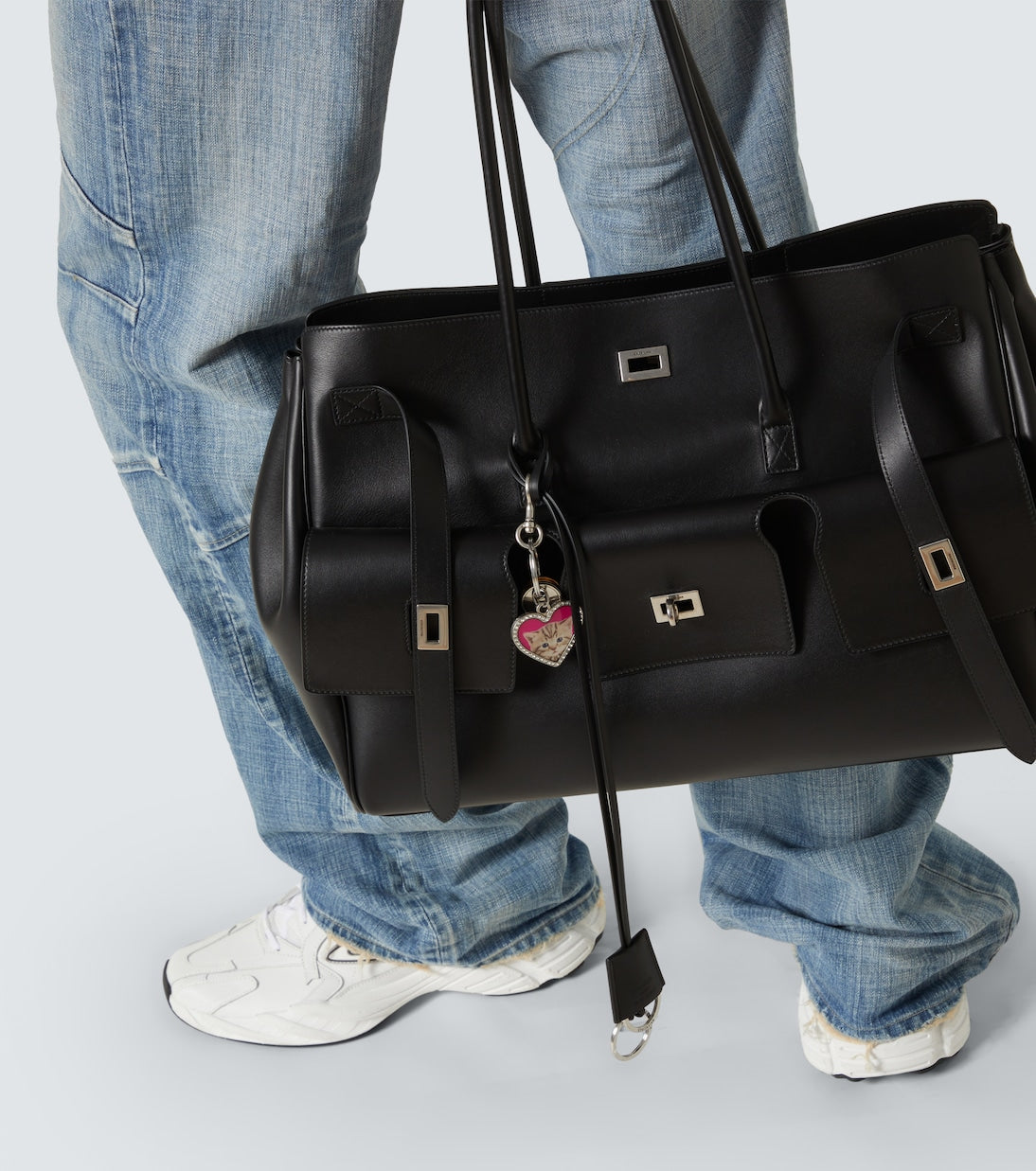Balenciaga Embellished Bag Charm in Multicolour, side — The Quiet Edition