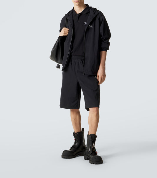 Balenciaga Jersey Bermuda Shorts in Black, back — The Quiet Edition