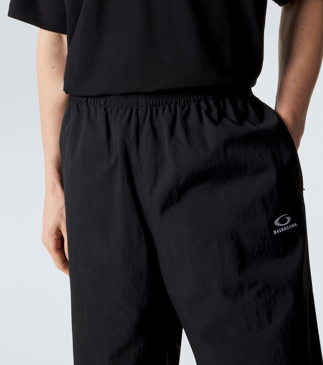 Balenciaga Jersey Bermuda Shorts in Black, detail — The Quiet Edition