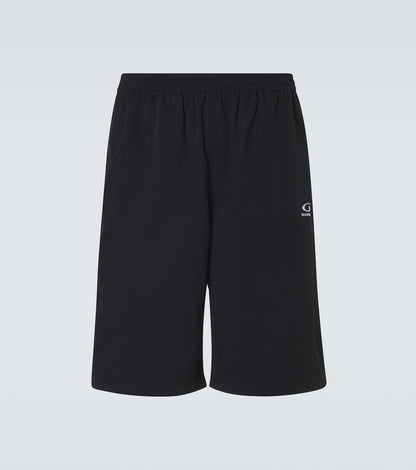 Balenciaga Jersey Bermuda Shorts in Black, front — The Quiet Edition