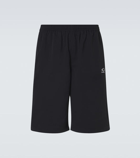 Balenciaga Jersey Bermuda Shorts in Black, front — The Quiet Edition
