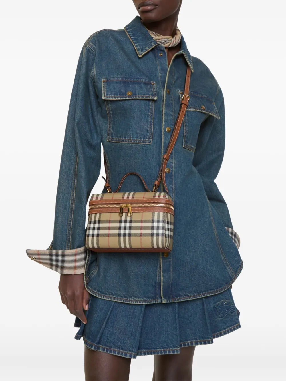 Burberry Check Vanity Bag in Neutrals, back — The Quiet Edition