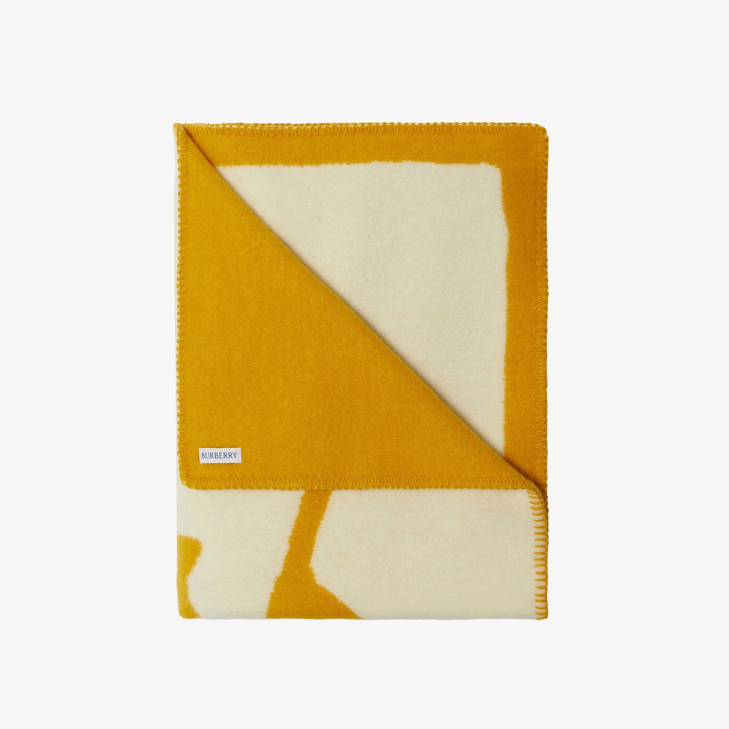 Burberry EKD Jacquard Wool Blanket in Yellow, detail — The Quiet Edition