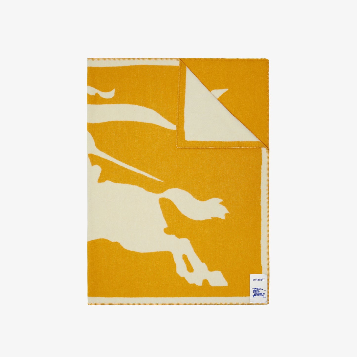 Burberry EKD Jacquard Wool Blanket in Yellow, interior — The Quiet Edition