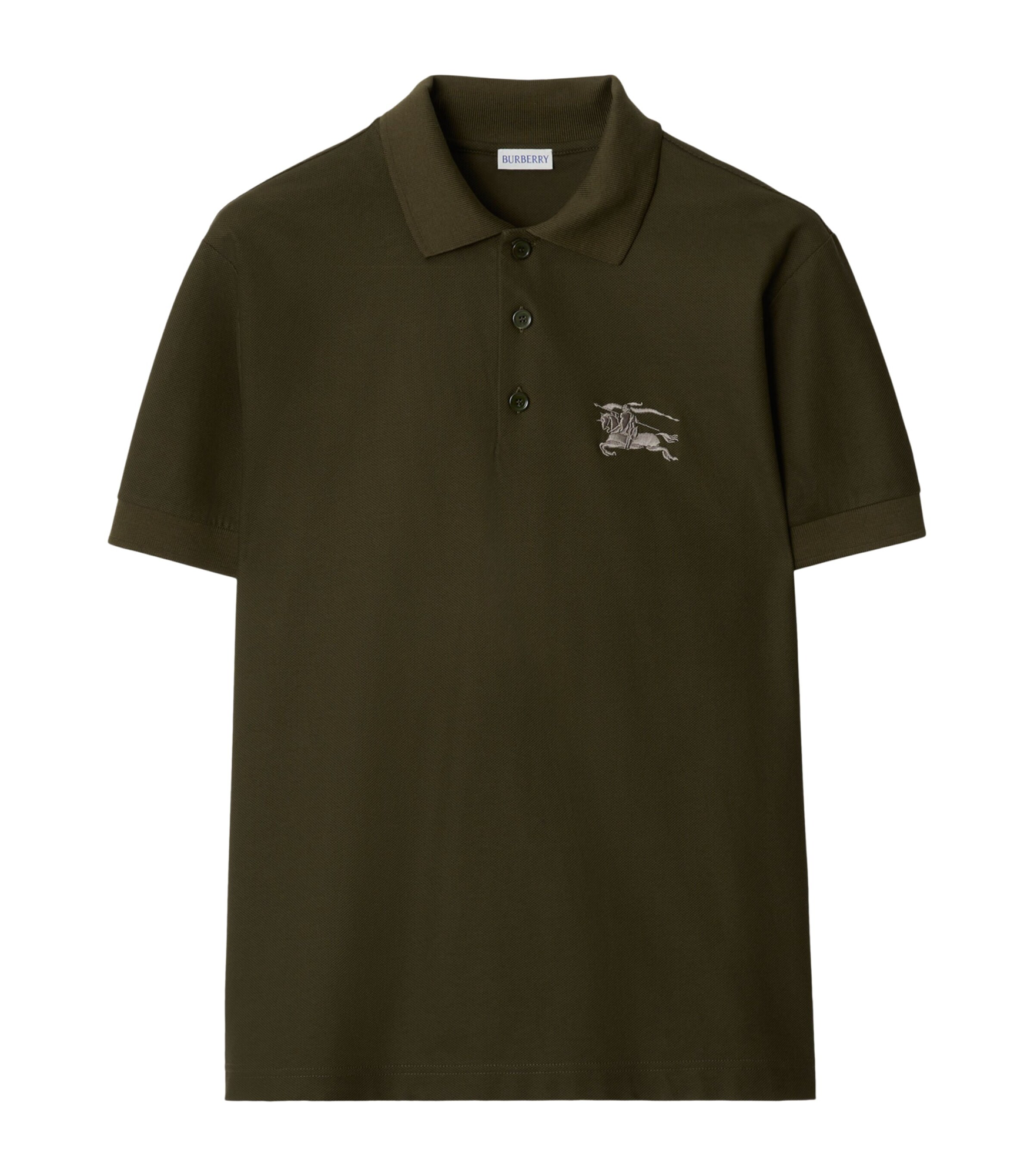 Burberry Equestrian Knight Design Polo Shirt in Green, front — The Quiet Edition