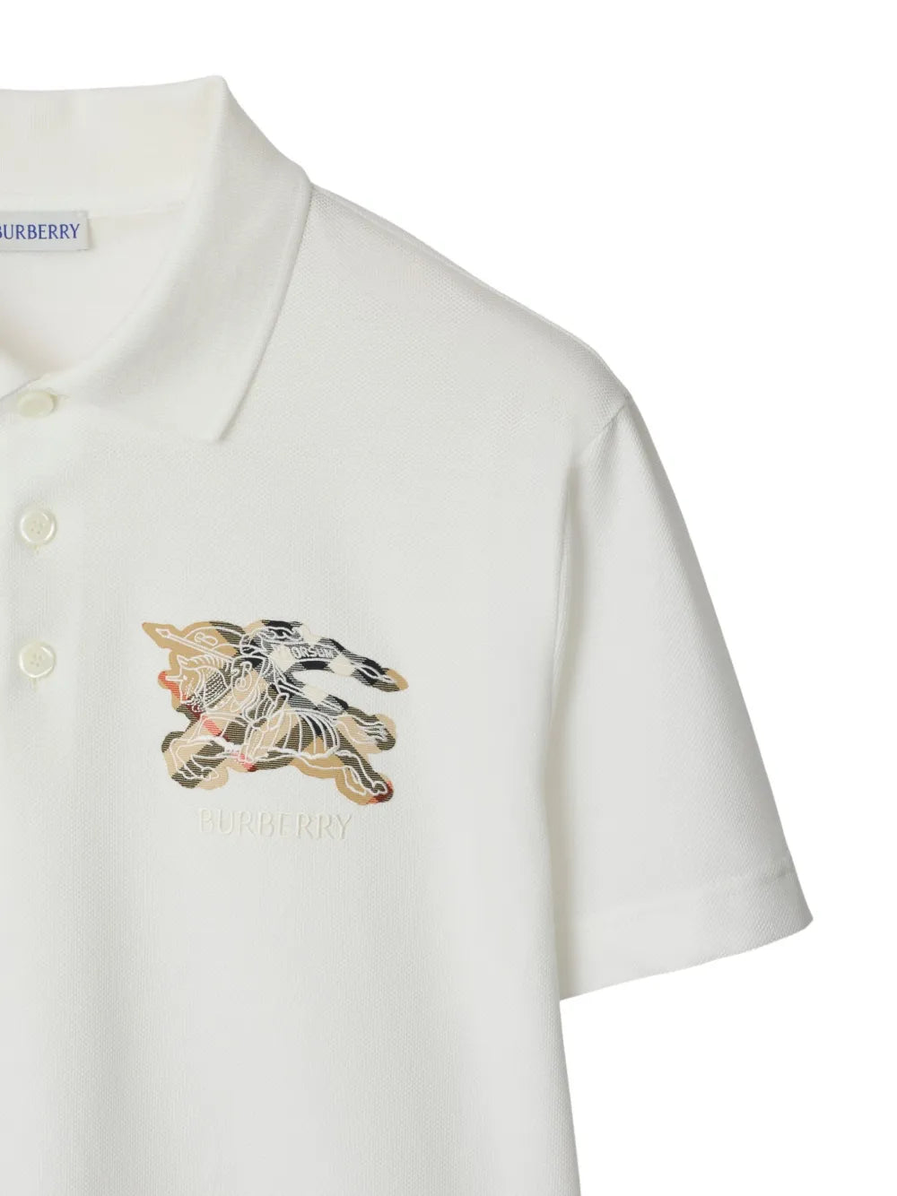 Burberry Equestrian Knight Design Polo Shirt in White, back — The Quiet Edition