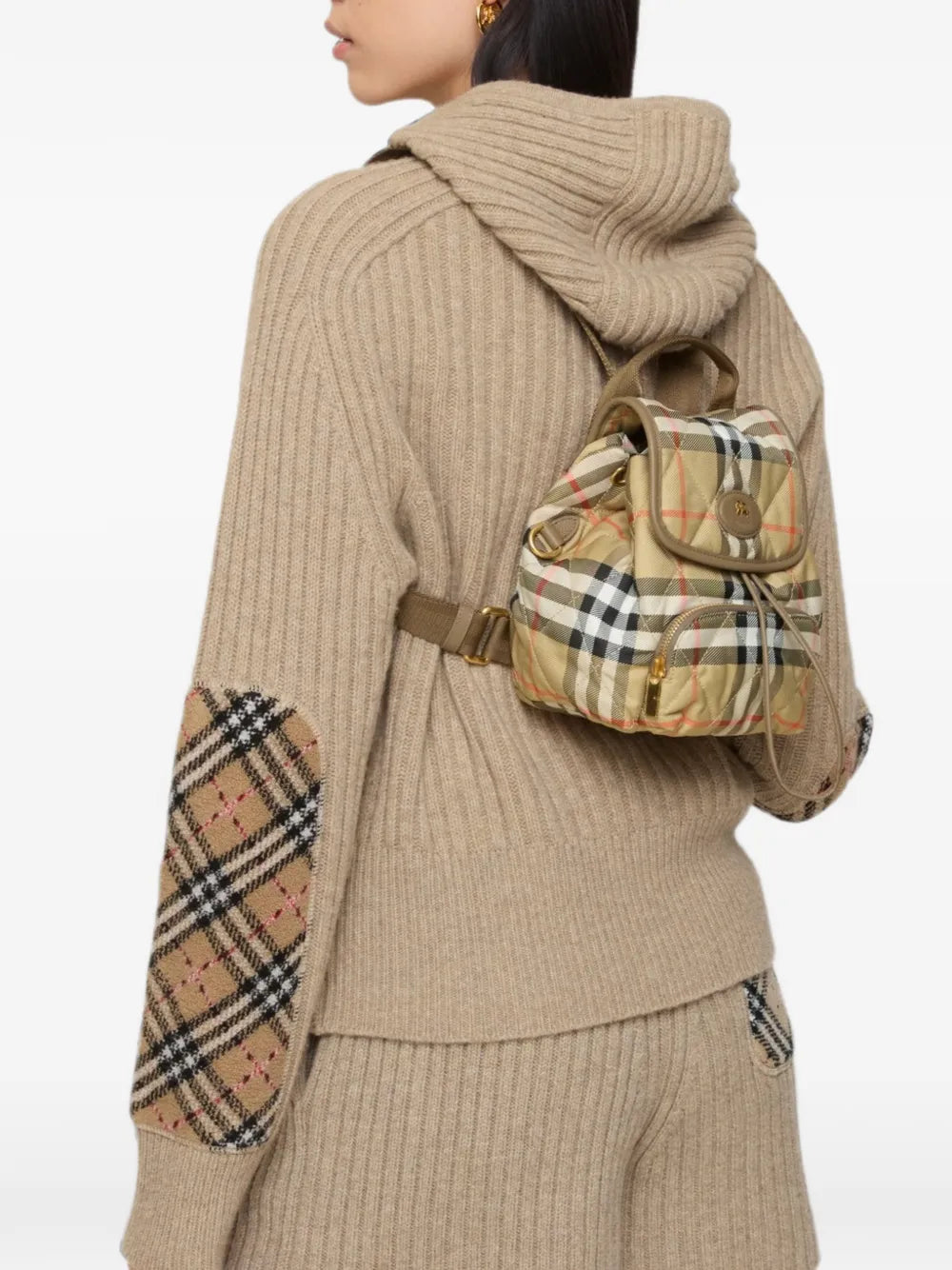 Burberry Mini Horseshoe Backpack in Neutrals, back — The Quiet Edition