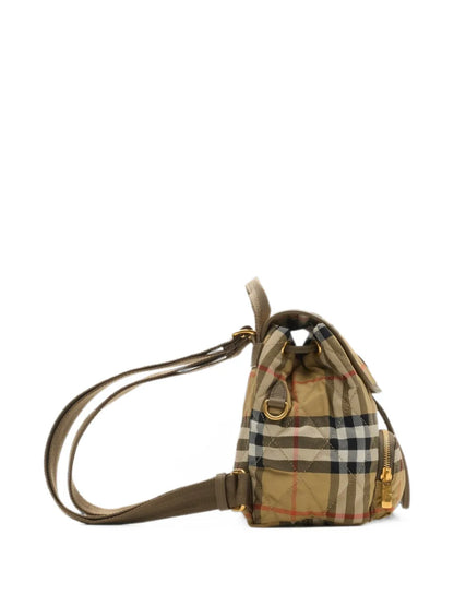 Burberry Mini Horseshoe Backpack in Neutrals, side — The Quiet Edition