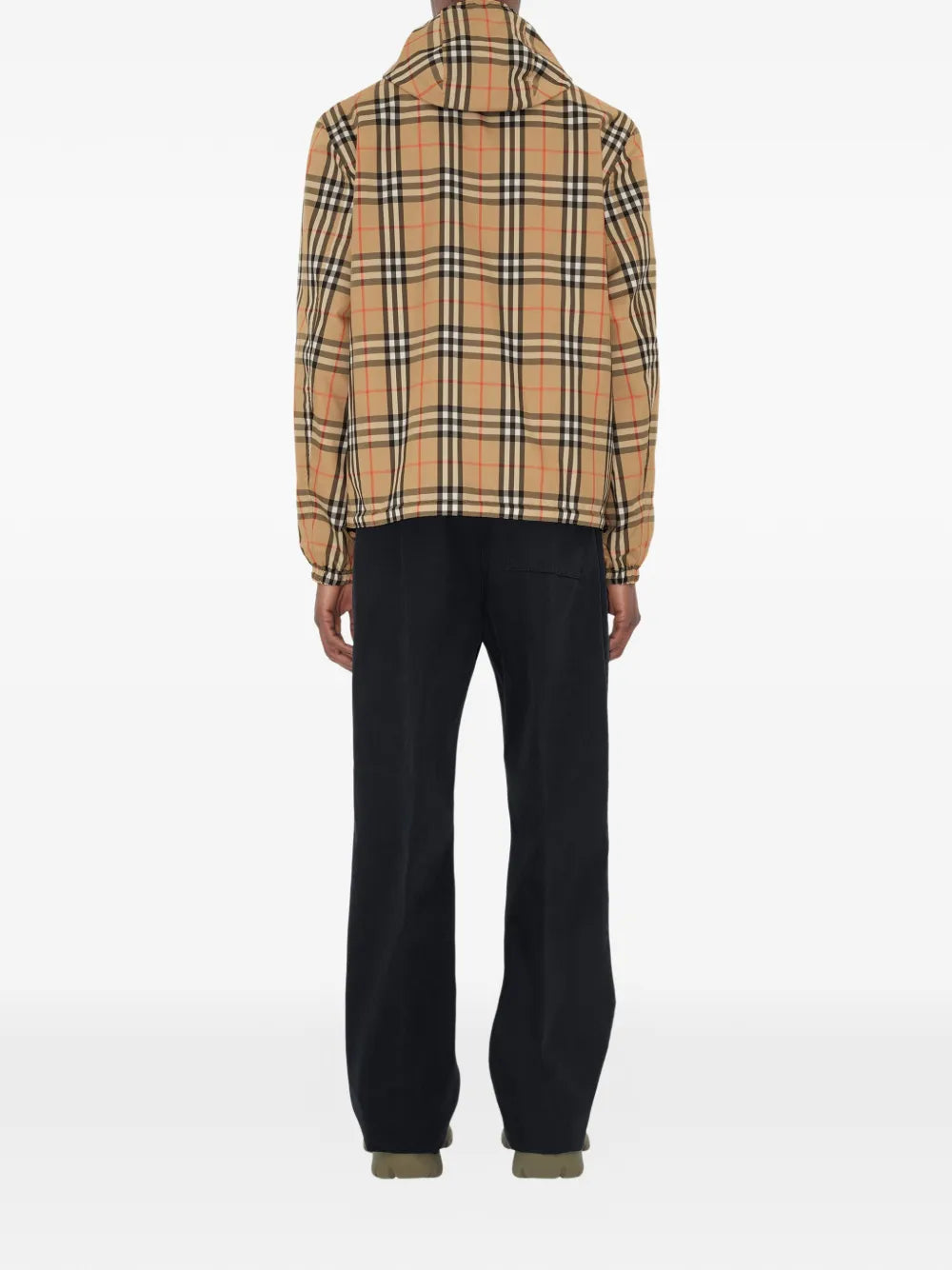 Burberry Reversible Check Hooded Jacket, worn back view | The Quiet Edition
