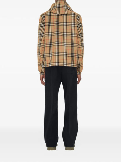 Burberry Reversible Check Hooded Jacket, worn back view | The Quiet Edition