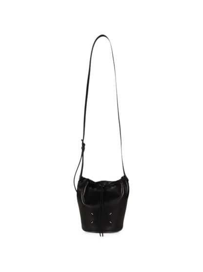 Maison Margiela Four Stitches Drawstring Bucket Bag in Brown, back — The Quiet Edition