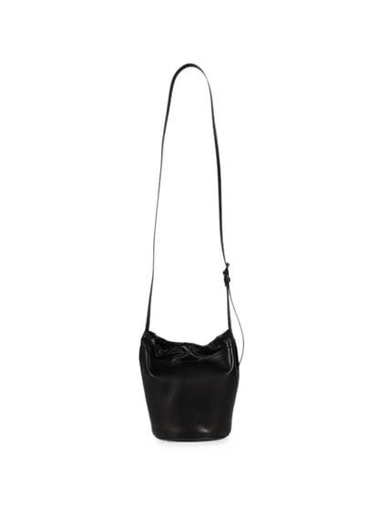 Maison Margiela Four Stitches Drawstring Bucket Bag in Brown, front — The Quiet Edition