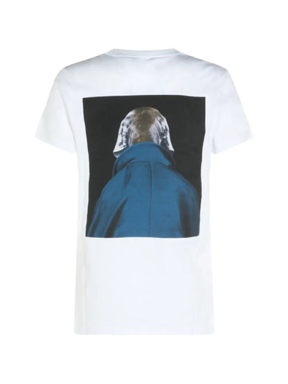 Max Mara Photographic-Print Logo T-Shirt in White, back — The Quiet Edition