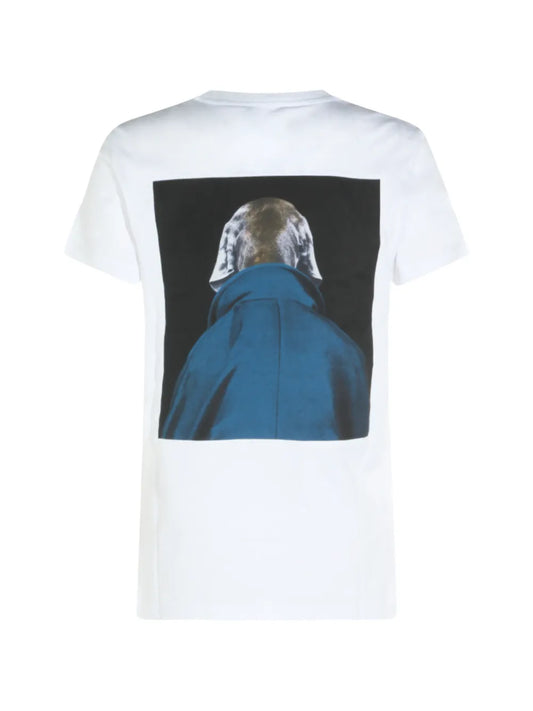 Max Mara Photographic-Print Logo T-Shirt in White, back — The Quiet Edition