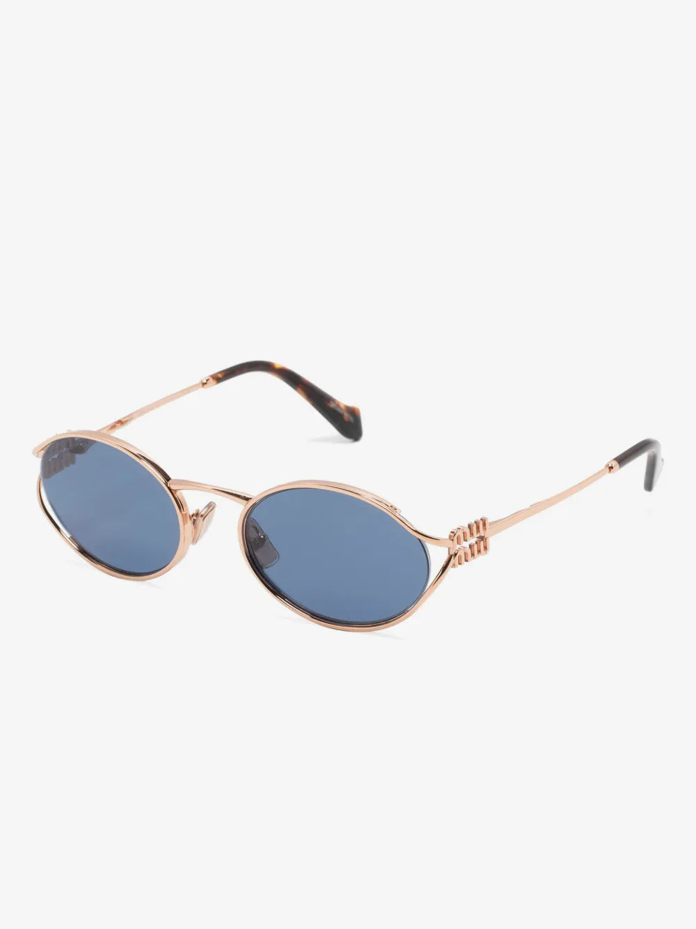 Miu Miu Oval-Frame Sunglasses in Blue, back — The Quiet Edition