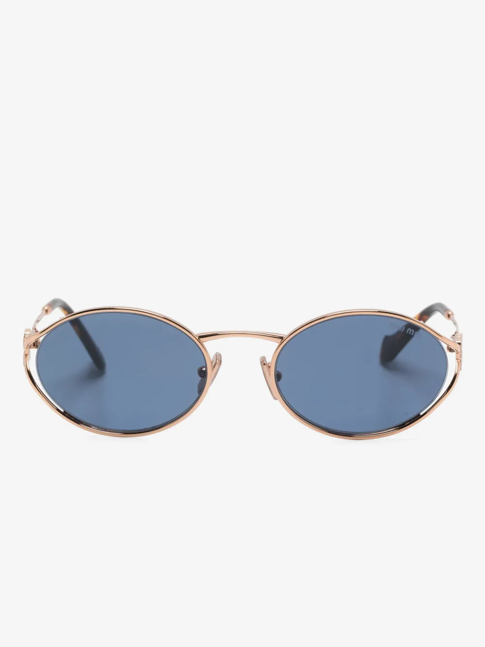 Miu Miu Oval-Frame Sunglasses in Blue, front — The Quiet Edition