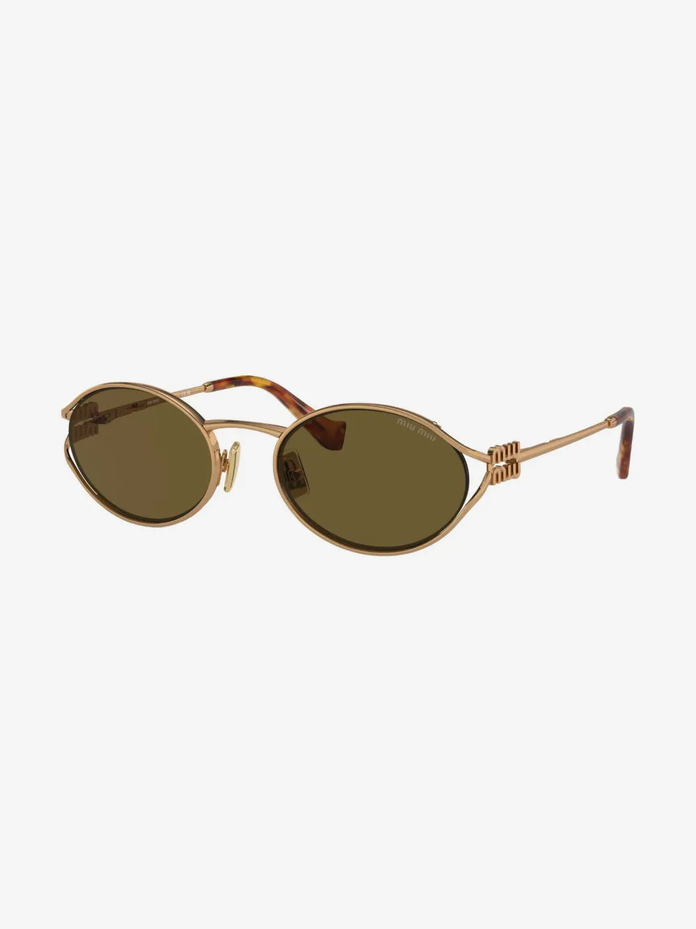 Miu Miu Oval-Frame Sunglasses in Brown, back — The Quiet Edition