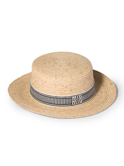 Miu Miu Raffia Hat in Beige, front — The Quiet Edition