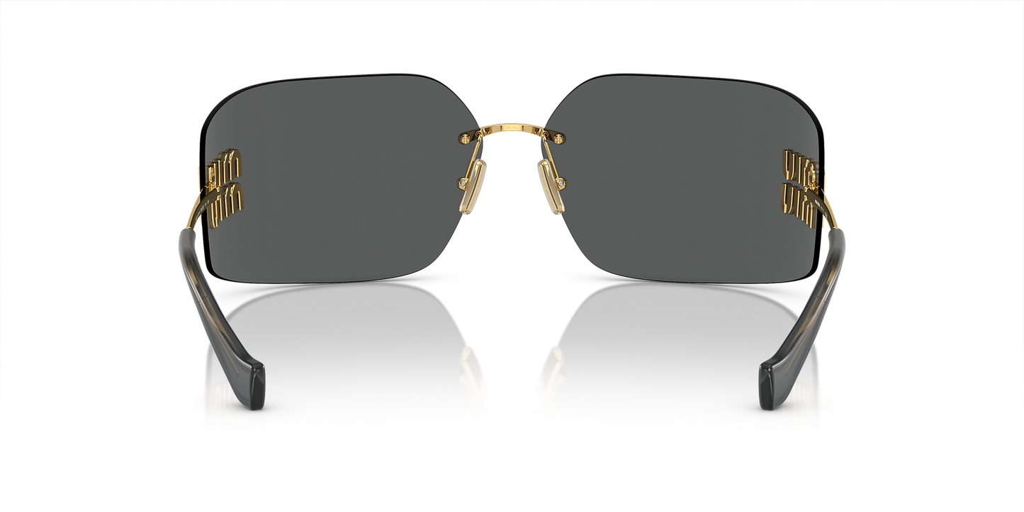 Miu Miu Runway Rectangle-Frame Sunglasses in Dark Grey, angle — The Quiet Edition