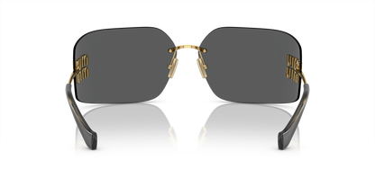 Miu Miu Runway Rectangle-Frame Sunglasses in Dark Grey, angle — The Quiet Edition