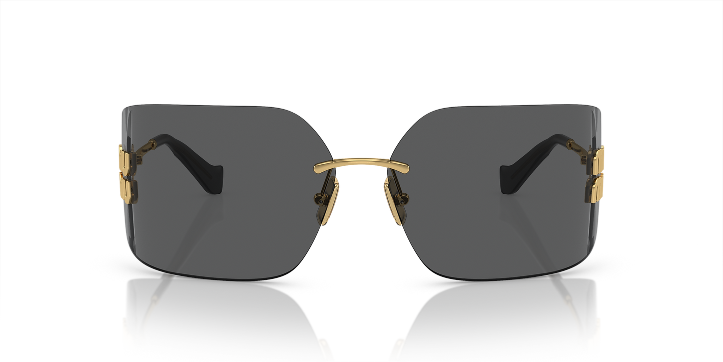 Miu Miu Runway Rectangle-Frame Sunglasses in Dark Grey, back — The Quiet Edition