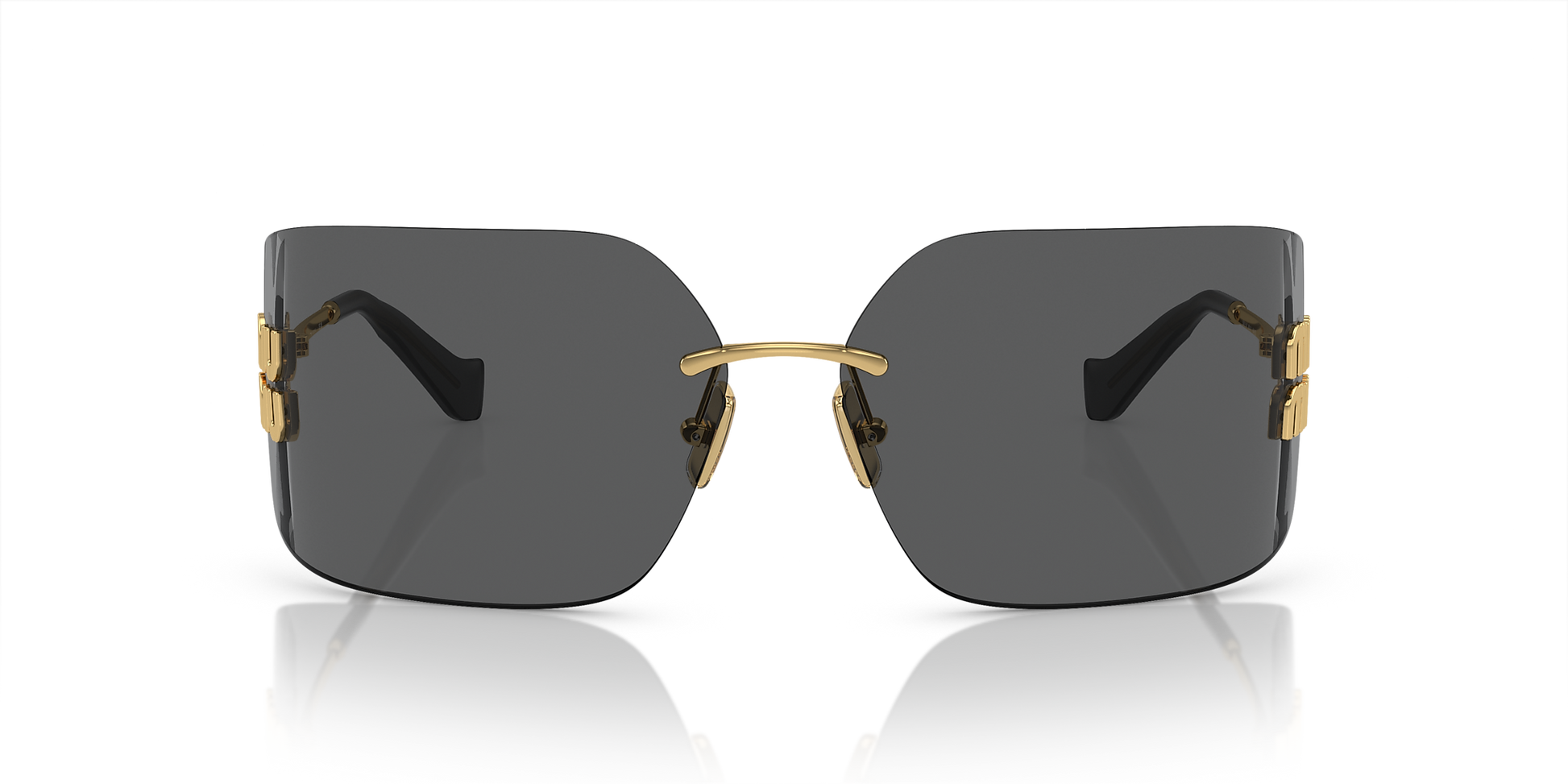 Miu Miu Runway Rectangle-Frame Sunglasses in Dark Grey, back — The Quiet Edition