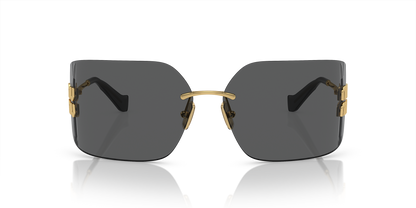 Miu Miu Runway Rectangle-Frame Sunglasses in Dark Grey, back — The Quiet Edition