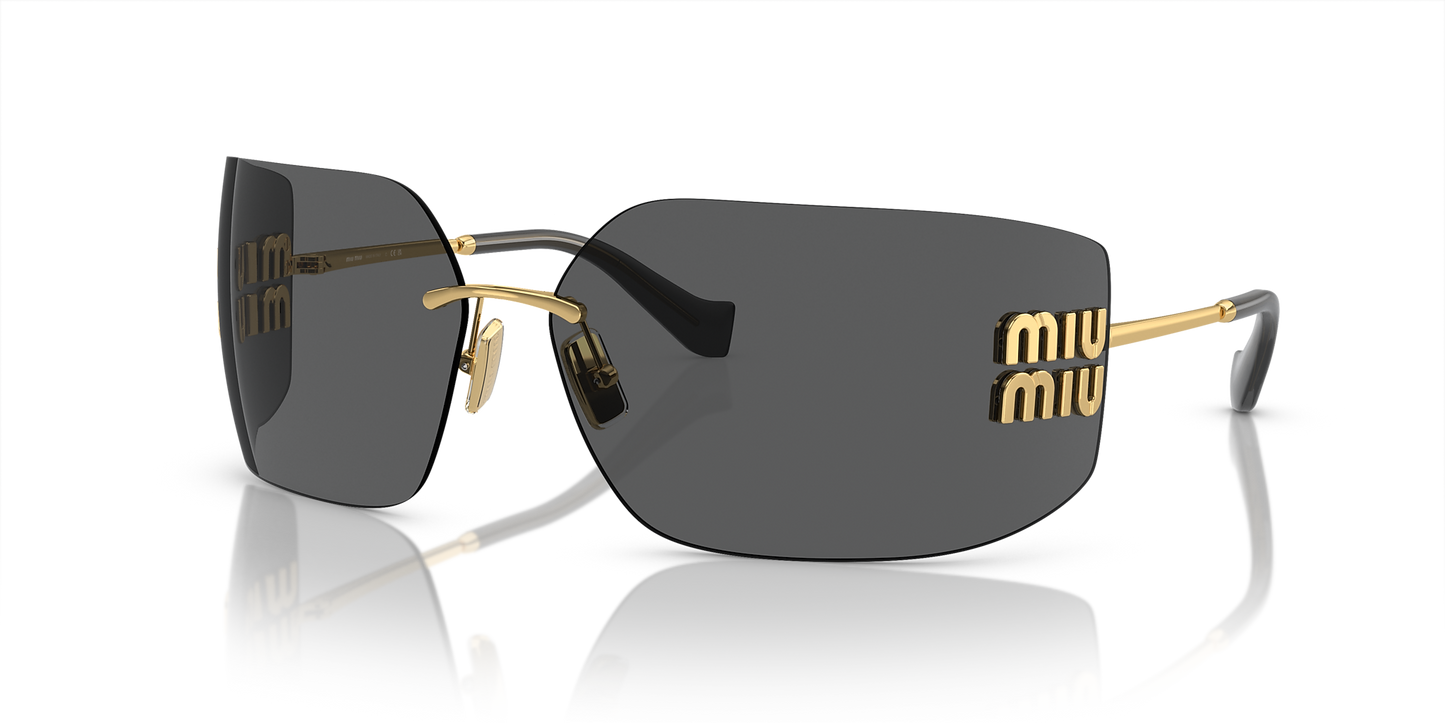 Miu Miu Runway Rectangle-Frame Sunglasses in Dark Grey, front — The Quiet Edition