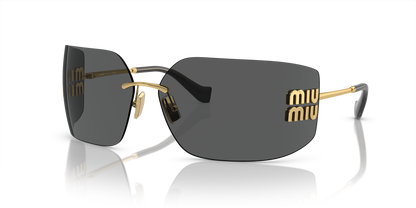 Miu Miu Runway Rectangle-Frame Sunglasses in Dark Grey, front — The Quiet Edition