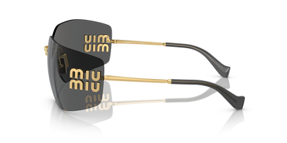 Miu Miu Runway Rectangle-Frame Sunglasses in Dark Grey, side — The Quiet Edition