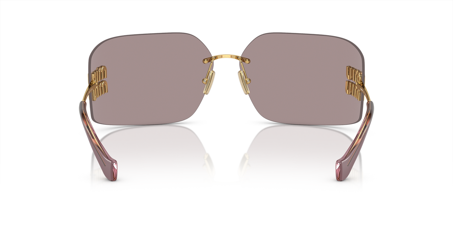 Miu Miu Runway Rectangle-Frame Sunglasses in Violet, angle — The Quiet Edition