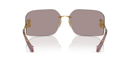 Miu Miu Runway Rectangle-Frame Sunglasses in Violet, angle — The Quiet Edition