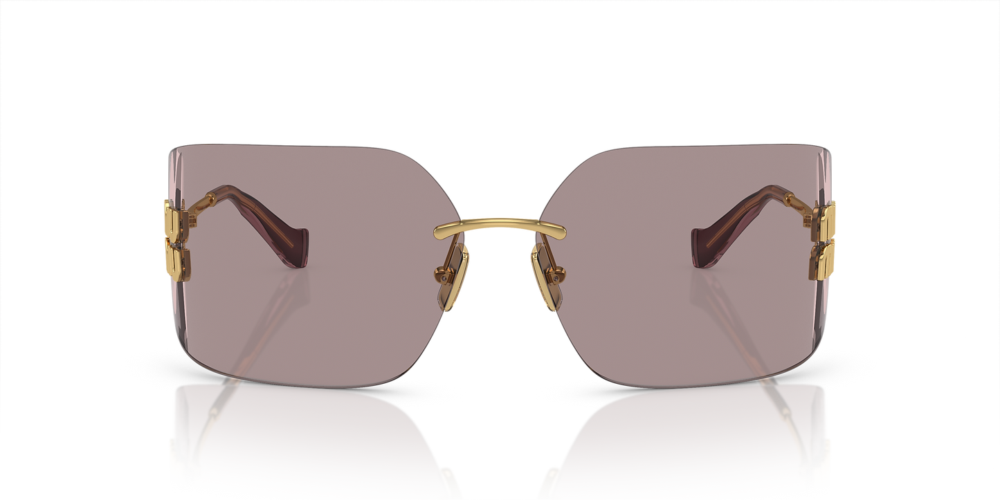 Miu Miu Runway Rectangle-Frame Sunglasses in Violet, back — The Quiet Edition