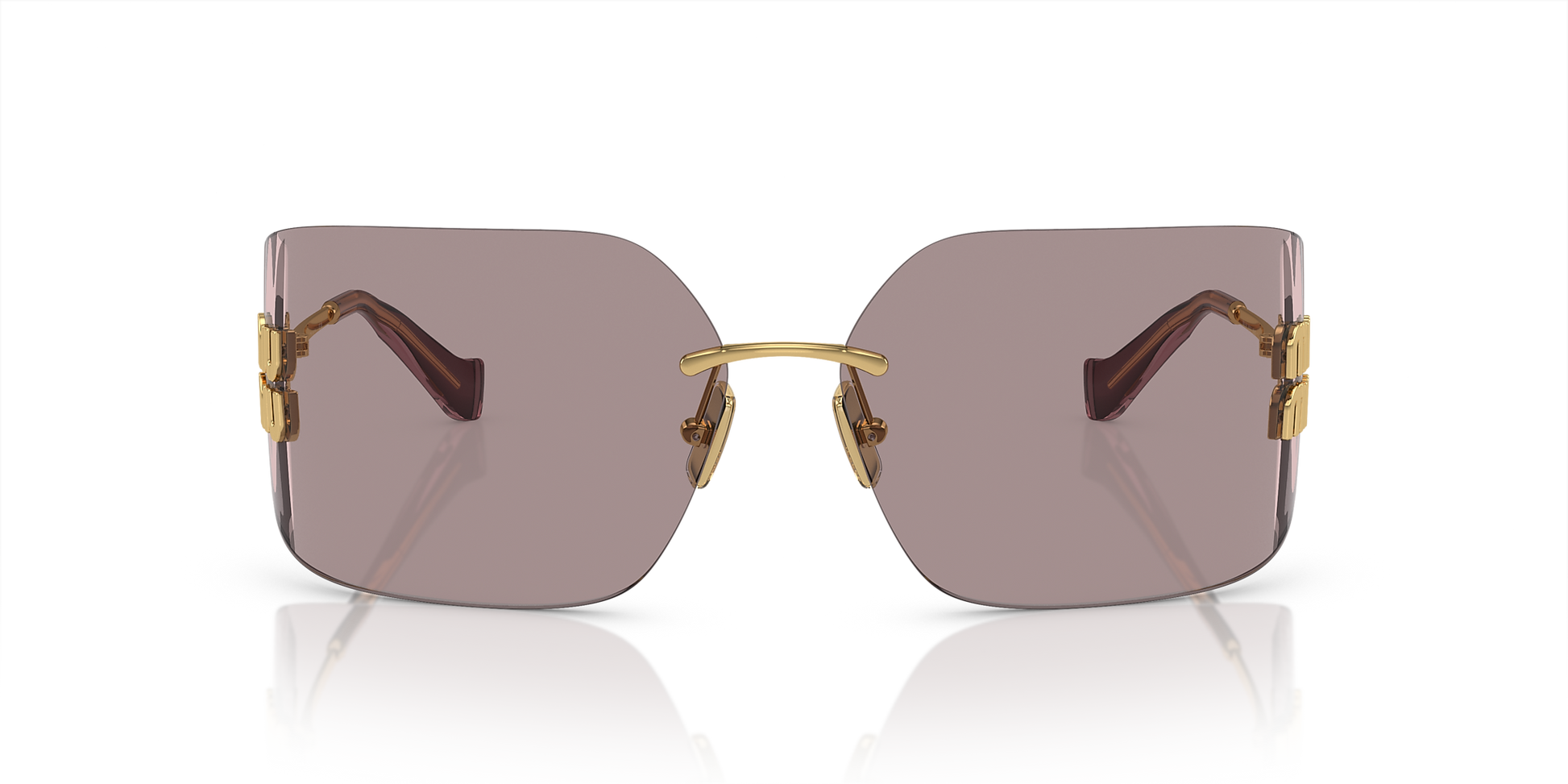 Miu Miu Runway Rectangle-Frame Sunglasses in Violet, back — The Quiet Edition