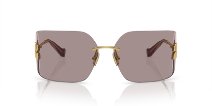 Miu Miu Runway Rectangle-Frame Sunglasses in Violet, back — The Quiet Edition