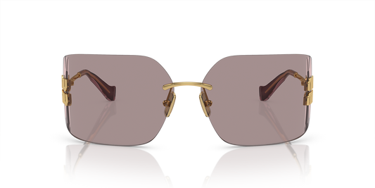 Miu Miu Runway Rectangle-Frame Sunglasses in Violet, back — The Quiet Edition